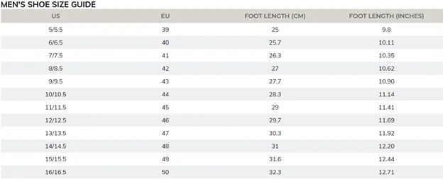 ecco mens shoes sizing