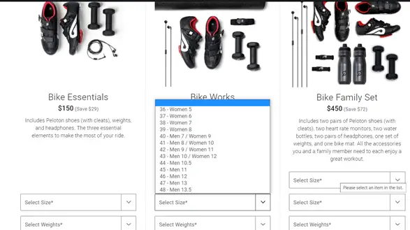 Peloton shoe sizing chart