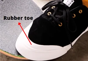 rubber toe of skate shoes