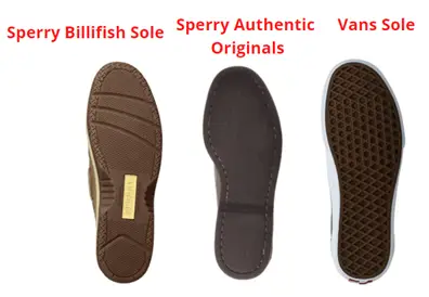 sole comparison of vans and sperry shoes