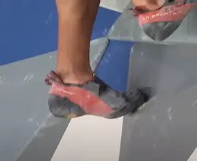 sport climbing in velcro climbing shoes