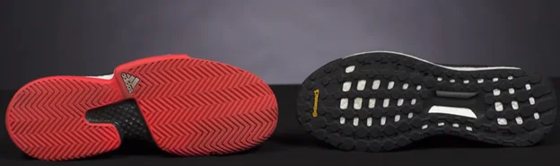 outsole of tennis shoes feature herringbone pattern