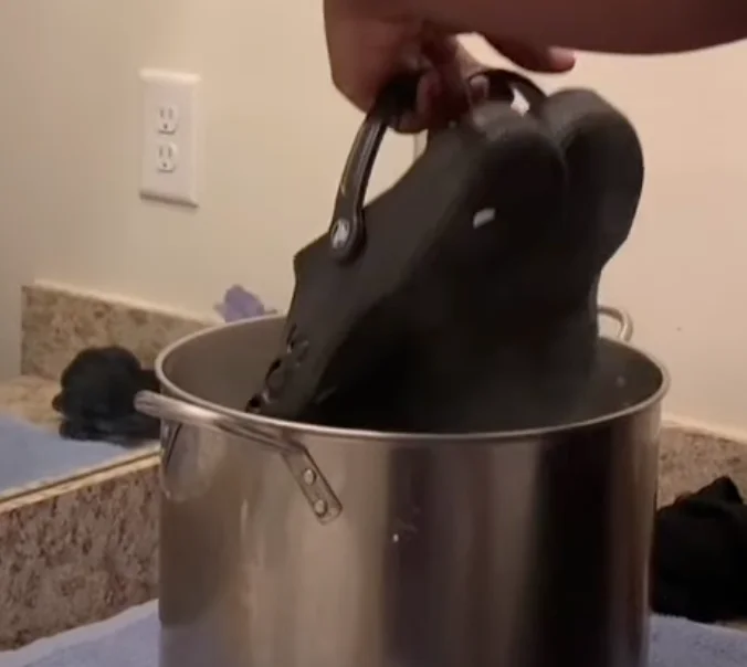 stretching crocs in boiling water